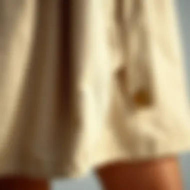 Close-up of fabric texture showcasing the quality materials of a belted cargo skirt