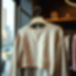 Stylish drop shoulder crop sweatshirt displayed on a hanger