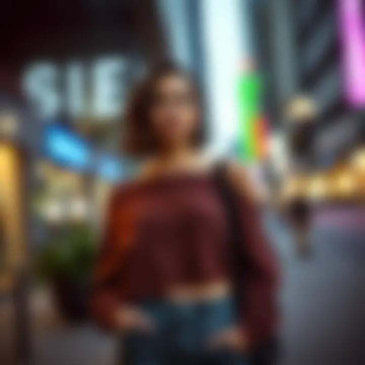 Trendy outfit featuring the drop shoulder crop sweatshirt in an urban setting