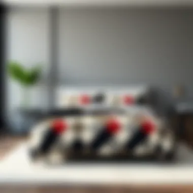 Modern bedroom decor featuring geometric duvet cover