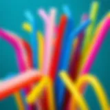 Colorful silicone straws in a stylish arrangement