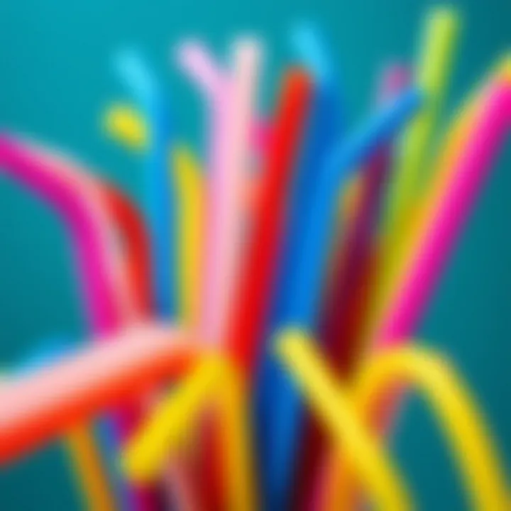 Colorful silicone straws in a stylish arrangement