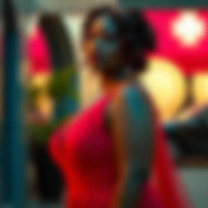 Elegant plus size party dress in vibrant color