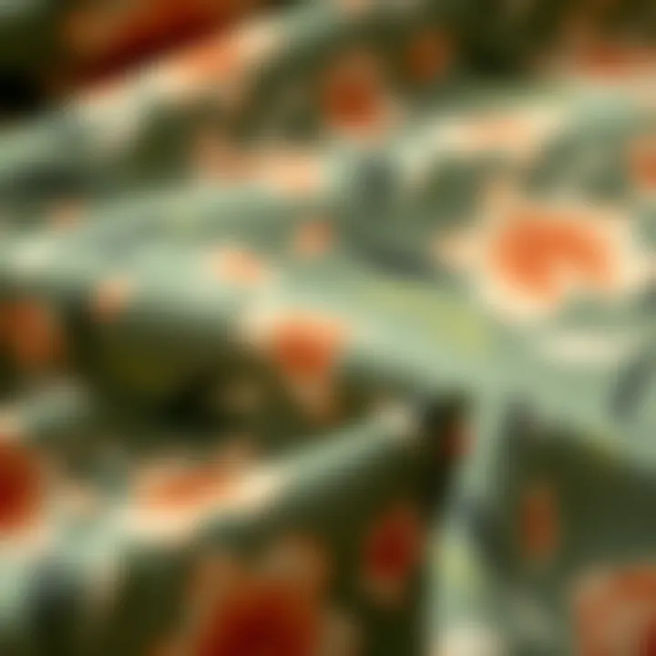 Intricacies of Floral Design Close-up of intricate floral patterns on a fabric swatch