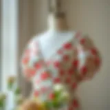Floral print dress draped elegantly on a vintage mannequin