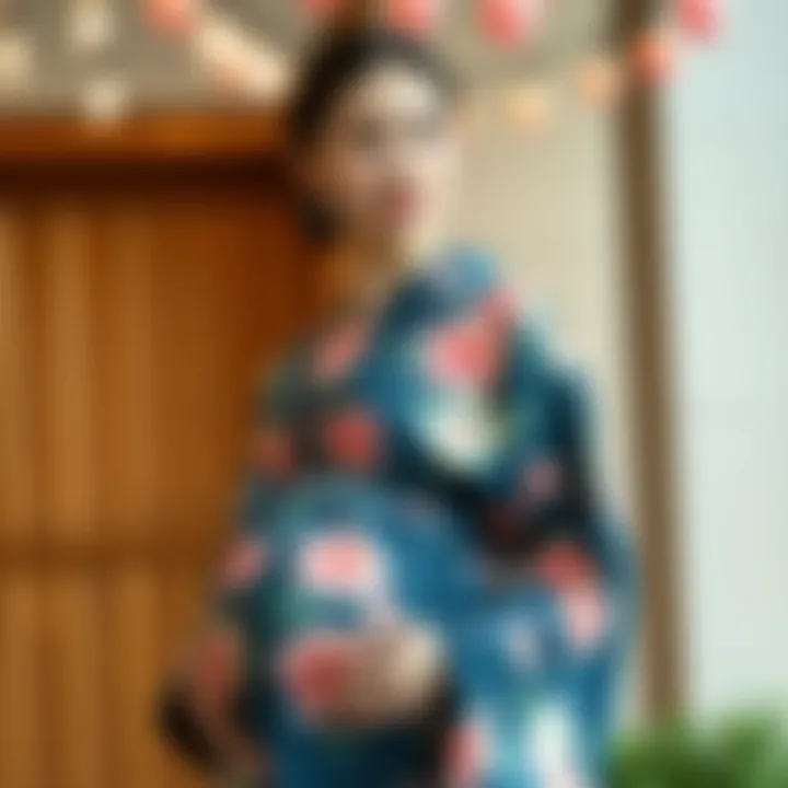 Floral Elegance: A Maternity Kimono Elegant kimono with floral patterns for maternity wear