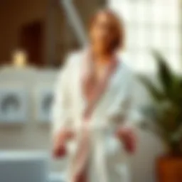 Elegant design of a short bathrobe showcasing contemporary fashion
