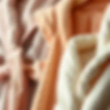 Luxurious fabric textures of various short bathrobes