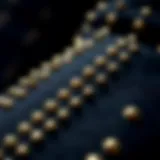 A close-up of studded fabric highlighting intricate designs and textures.