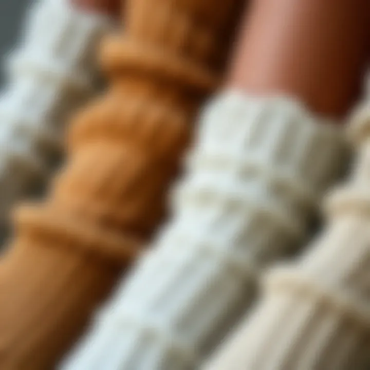 Material Varieties of Over the Knee Knit Socks Close-up of different knit materials used for crafting stylish socks