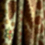 A close-up of vintage fabrics showcasing intricate patterns