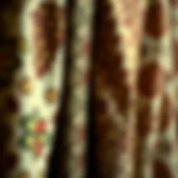 A close-up of vintage fabrics showcasing intricate patterns