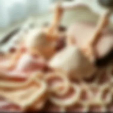 Stylish arrangement of various pearl string lingerie pieces