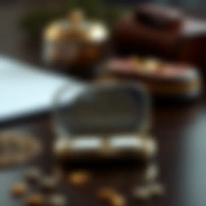 Intricate Design of a Pill Case Compact pill case with intricate design on a table