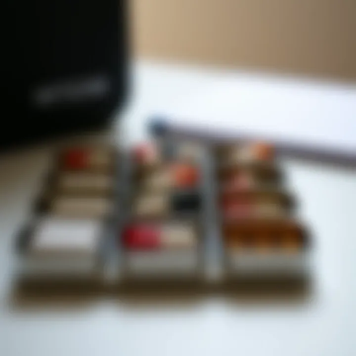 Neatly Arranged Pill Cases Organized pill cases neatly arranged for daily use