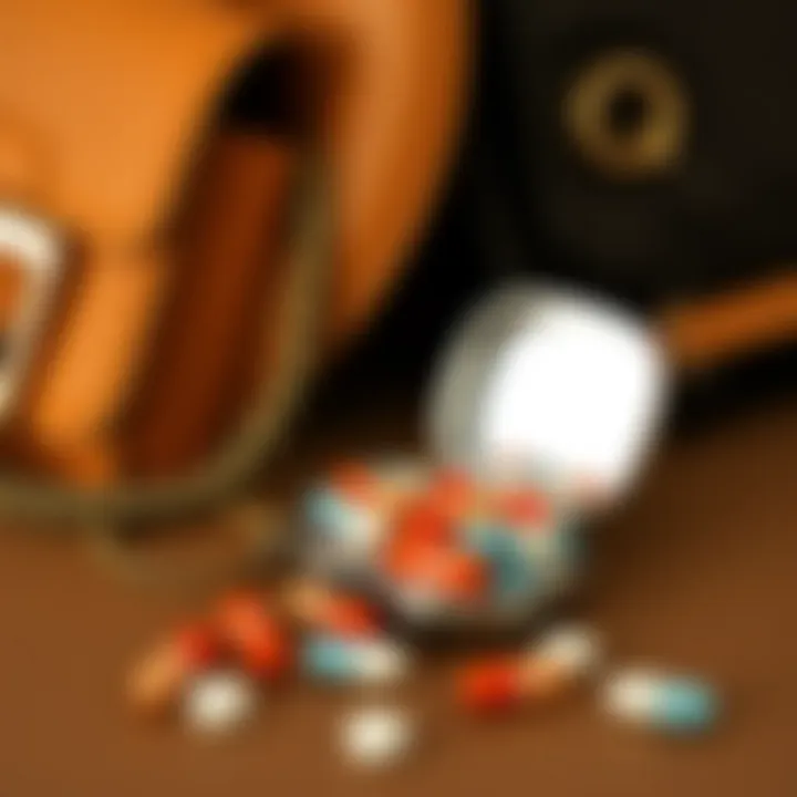 Fashionable Pill Case Pairing Stylish pill case paired with fashionable accessories