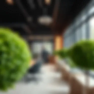 Stylish Office Space with Topiary Balls Stylish office space featuring artificial topiary balls enhancing professional decor