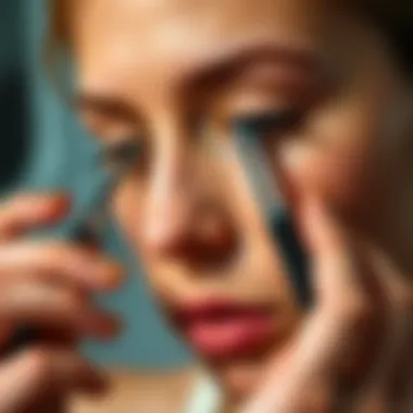 Demonstration of proper eyebrow grooming technique with a razor