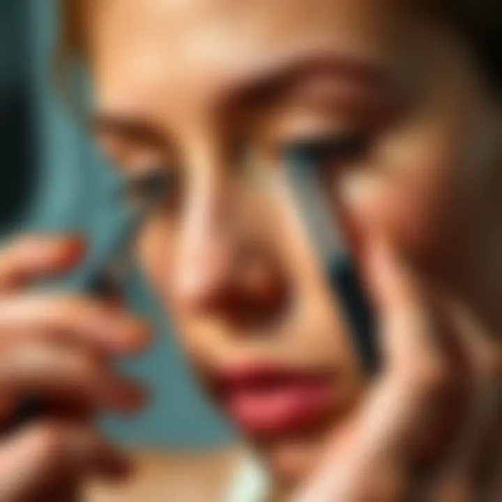 Demonstration of proper eyebrow grooming technique with a razor