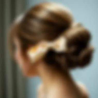 Elegant satin hair ribbon styled in a classic updo