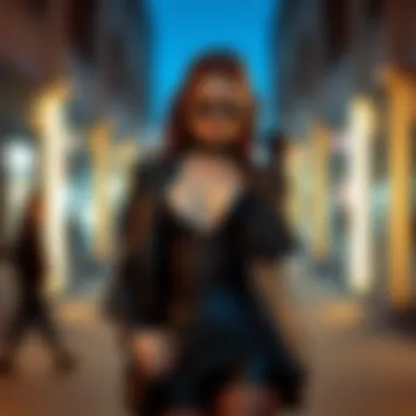 Stylish outfit incorporating slimming nylons as a key accessory