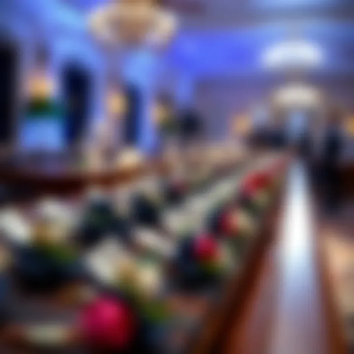 Elegant event setting showcasing boutonnieres on display
