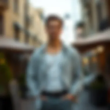 Embrace Comfort: Casual Look with Light Grey Undershirt Comfortable light grey undershirt worn casually