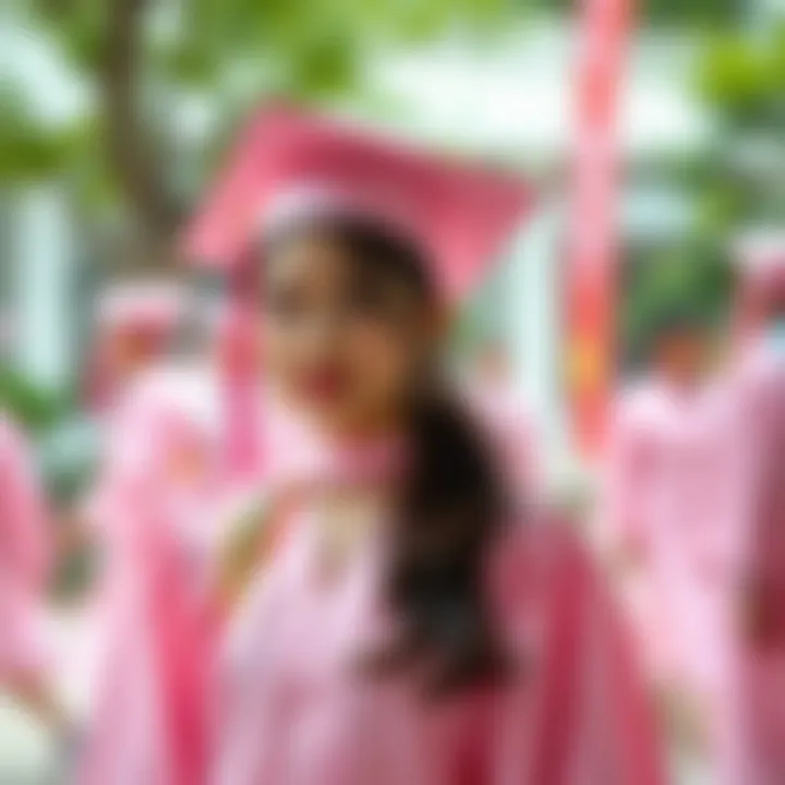 Cultural symbolism of the color pink in graduation fashion