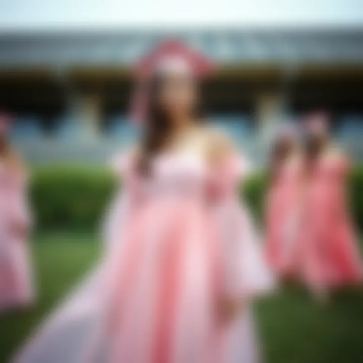 Sustainable fabric used in pink graduation dresses