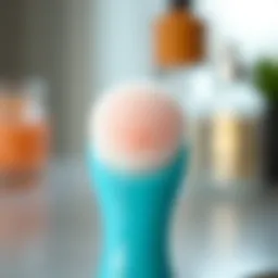 Close-up view of a silicone bristle face brush showcasing its unique texture