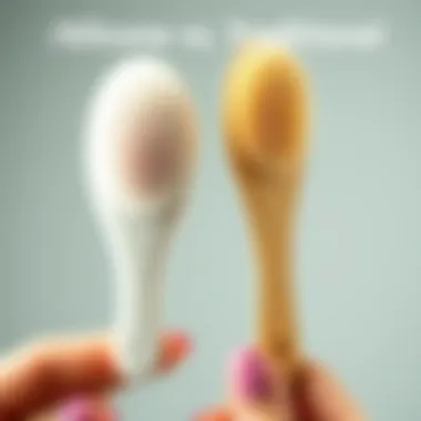 Side-by-side comparison of silicone bristle brush and traditional brush