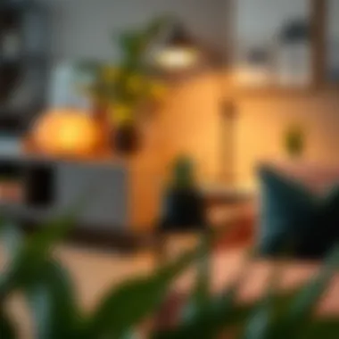 Trendy small tabletop plant stand integrated into a modern home decor