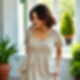 Tulip hem nursing top showcasing its elegant design