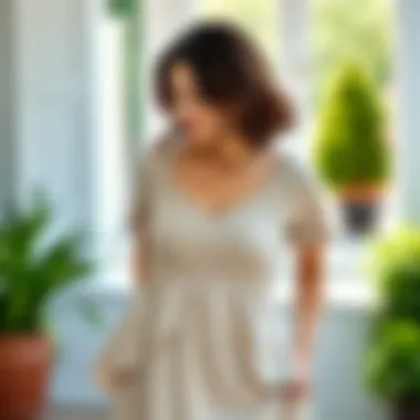 Tulip hem nursing top showcasing its elegant design