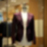 A stylish hot suit jacket displayed on a mannequin