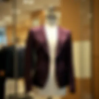 Stylish Hot Suit Jacket on Display A stylish hot suit jacket displayed on a mannequin
