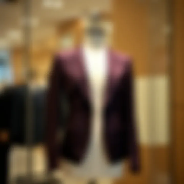 Stylish Hot Suit Jacket on Display A stylish hot suit jacket displayed on a mannequin