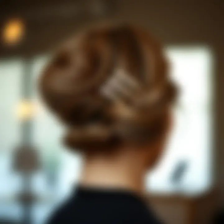 Styling example with a metal claw hair clip in an updo