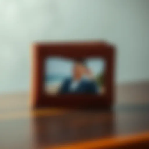 Elegant leather wallet with photo slot displaying a cherished memory