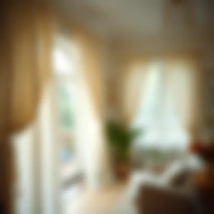 Cozy indoor ambience created by cheesecloth drapes