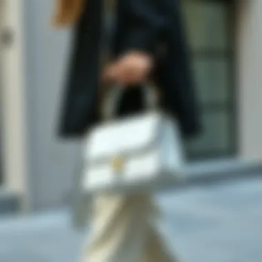 White bookbag purse styled with casual outfit