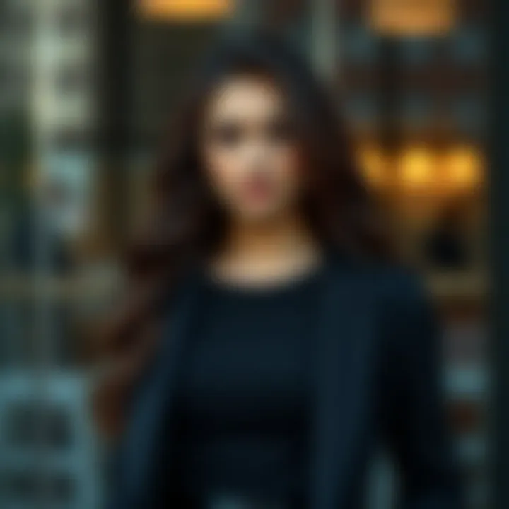 Fashion-forward layering with a black slim fit t-shirt and a blazer