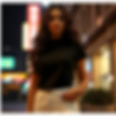 Versatile outfit showcasing a black slim fit t-shirt for night out