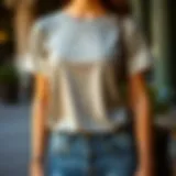 Lace trim t-shirt paired with casual denim jeans