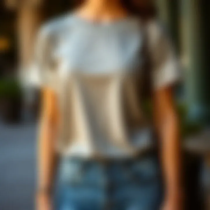 Lace trim t-shirt paired with casual denim jeans