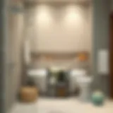 Stylish mesh bag shower caddy displayed in a modern bathroom setting