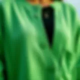 Close-up of a stylish short cardigan with pockets showcasing its texture and design.