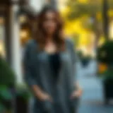 Elegant short cardigan with pockets styled casually