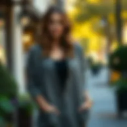 Elegant short cardigan with pockets styled casually