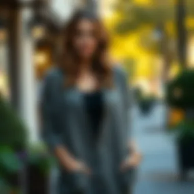 Elegant short cardigan with pockets styled casually